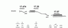 вихлопна система на OPEL KADETT E 1.3 HATCHBACK 1984-1985 44kW