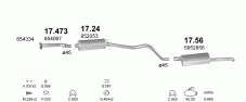вихлопна система на OPEL KADETT E 1.8 SEDAN 1984-1985 62-82-85kW