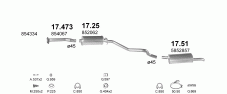 вихлопна система на OPEL KADETT E 1.8 KOMBI 1989-1990 62-82-85kW