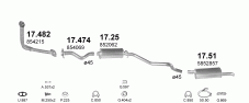 вихлопна система на OPEL KADETT E 1.6 D KOMBI 1985-1986 40kW