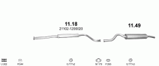 вихлопна система на LADA 2112 1.5, 1.6 HATCHBACK 1999-2007 1999kW